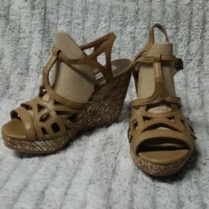 Tan wedge sandals